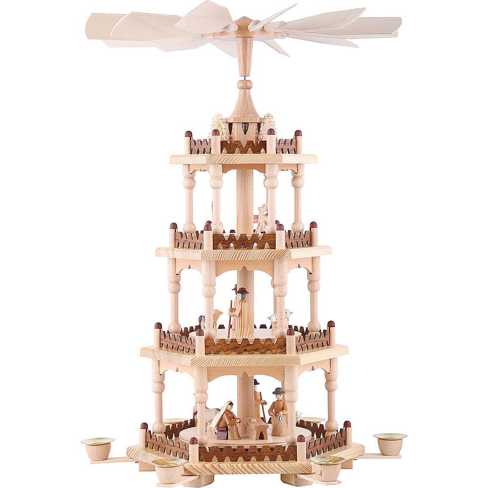 Seiffener Kunsthandwerk Theo Lorenz Weihnachtspyramide 4-stöckige Pyramide Krippenszene (51cm) von Theo Lorenz Kunsthandwerk