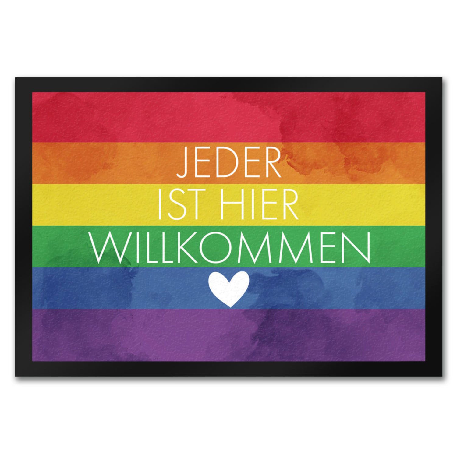 speecheese Fußmatte Jeder ist hier willkommen Fußmatte in 35x50 cm mit Regenbogenfahne