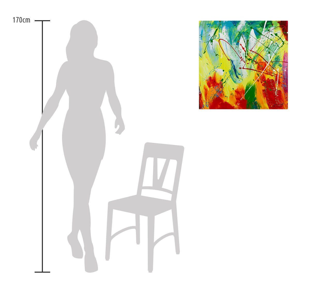 KUNSTLOFT Gemälde Rainbow 60x60 Vitality Leinwandbild Wohnzimmer Wandbild 100% cm, HANDGEMALT
