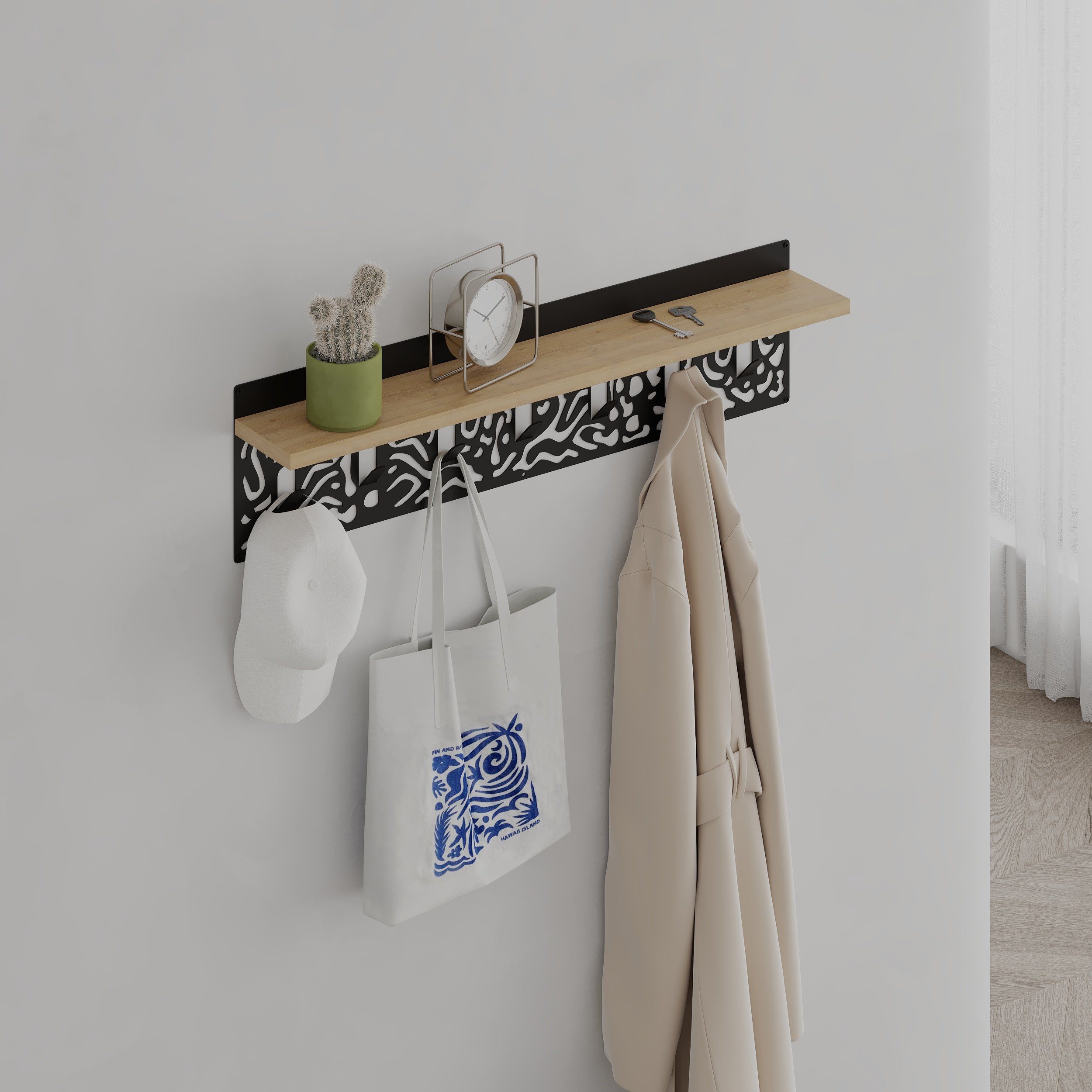 Decortie Wandhaken Novo, Wand, Holz Wandgarderobe, Garderobenhaken, Wandmontage