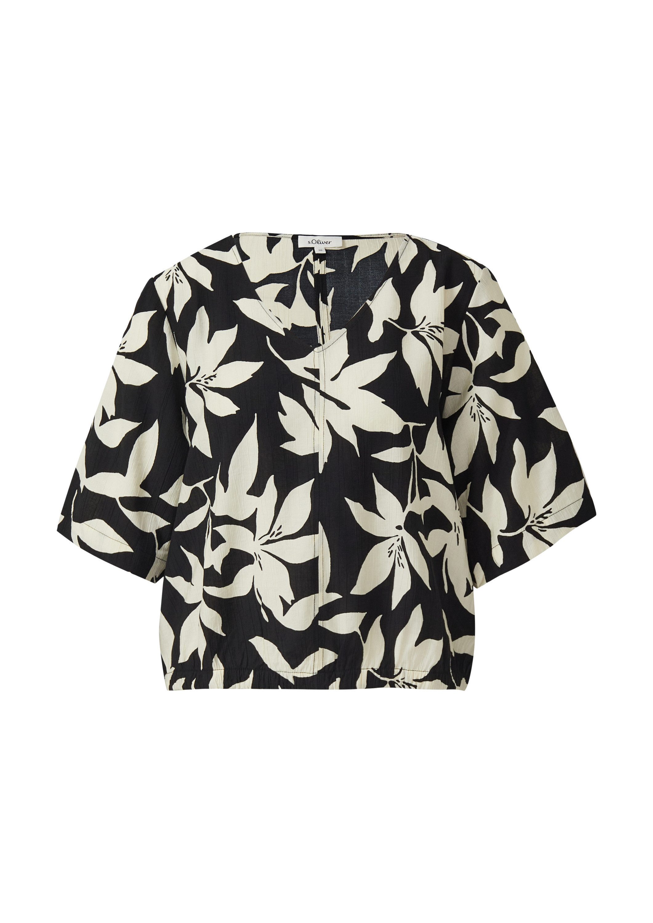 s.Oliver Kurzarmbluse Bluse Strukturierte Bluse im O-Shape