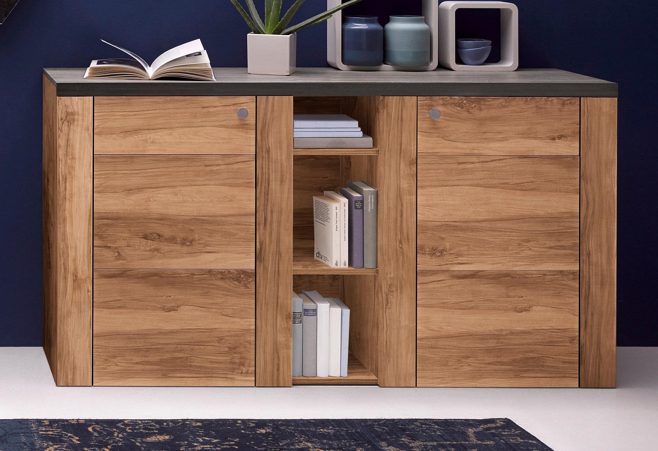 OTTO home Sideboard Larona, zeitlose Kommode mit 2 Türen, Türkommode, Breite 155 cm, Höhe 84 cm, viel Stauraum, Anrichte mit dekorativer Rahmenoptik