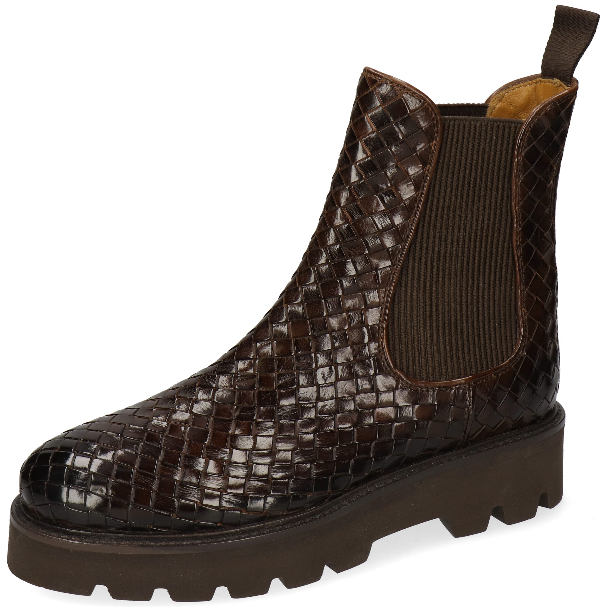 Melvin & Hamilton Leonie 5 Leder-Geflochtene Schuhe für Damen Stiefelette Plateausohlen, Echtes Leder, Vegetabile Gerbung, Von Hand geflochten