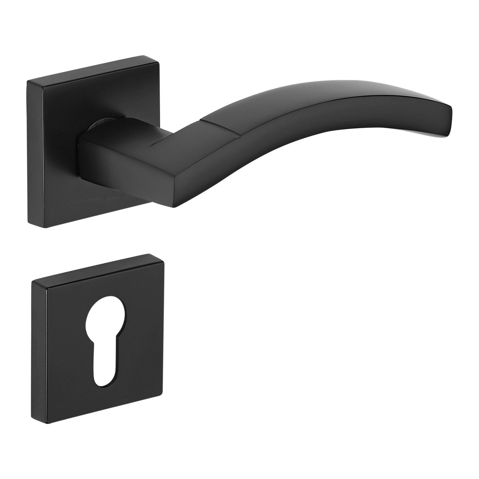 SO-TECH® Drückergarnitur Türdrücker INGVAR Aluguss schwarz inkl. Befestigungsmaterial, Spar-Set, 1-tlg., mit Papier-Bohrschablone, mit PZ-Rosetten - für Profilzylinder