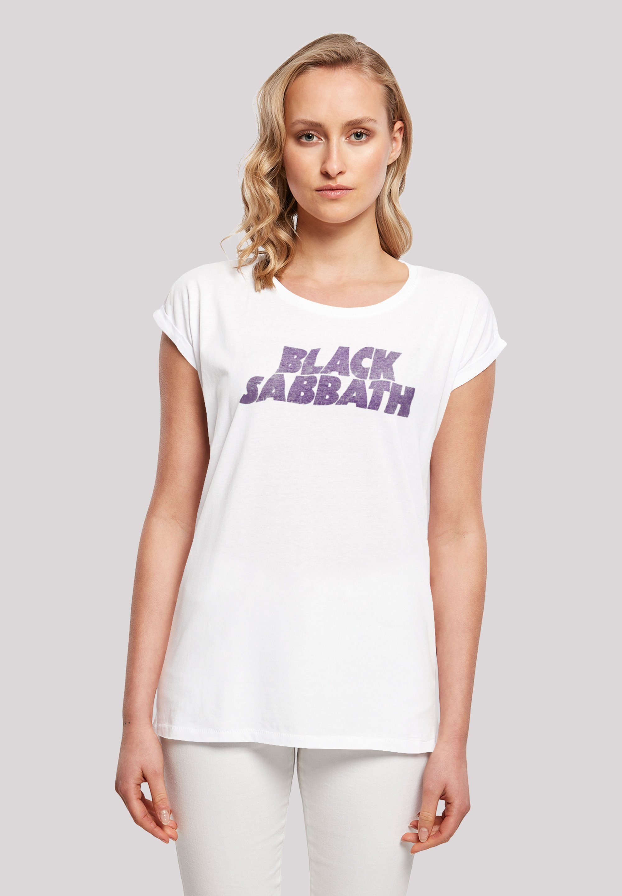 F4NT4STIC T-Shirt lizenziertes Sabbath Sabbath Wavy Band Black Print, Logo Offiziell Black Black Metal T-Shirt Heavy Distressed