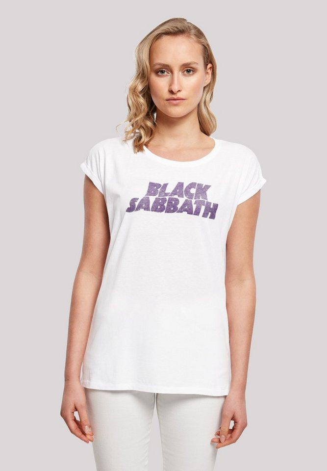 F4NT4STIC T-Shirt Black Sabbath Heavy Metal Band Wavy Logo Distressed Black  Print, Offiziell lizenziertes Black Sabbath T-Shirt