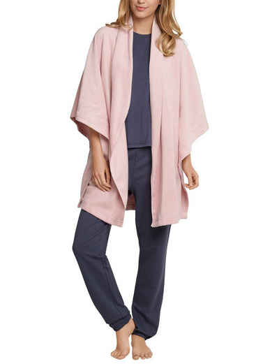 Schiesser Damenbademantel Mix & Relax, Polyester, ohne, Damen Bademantel Morgenmantel Cape 85cm Cardigan Fleece