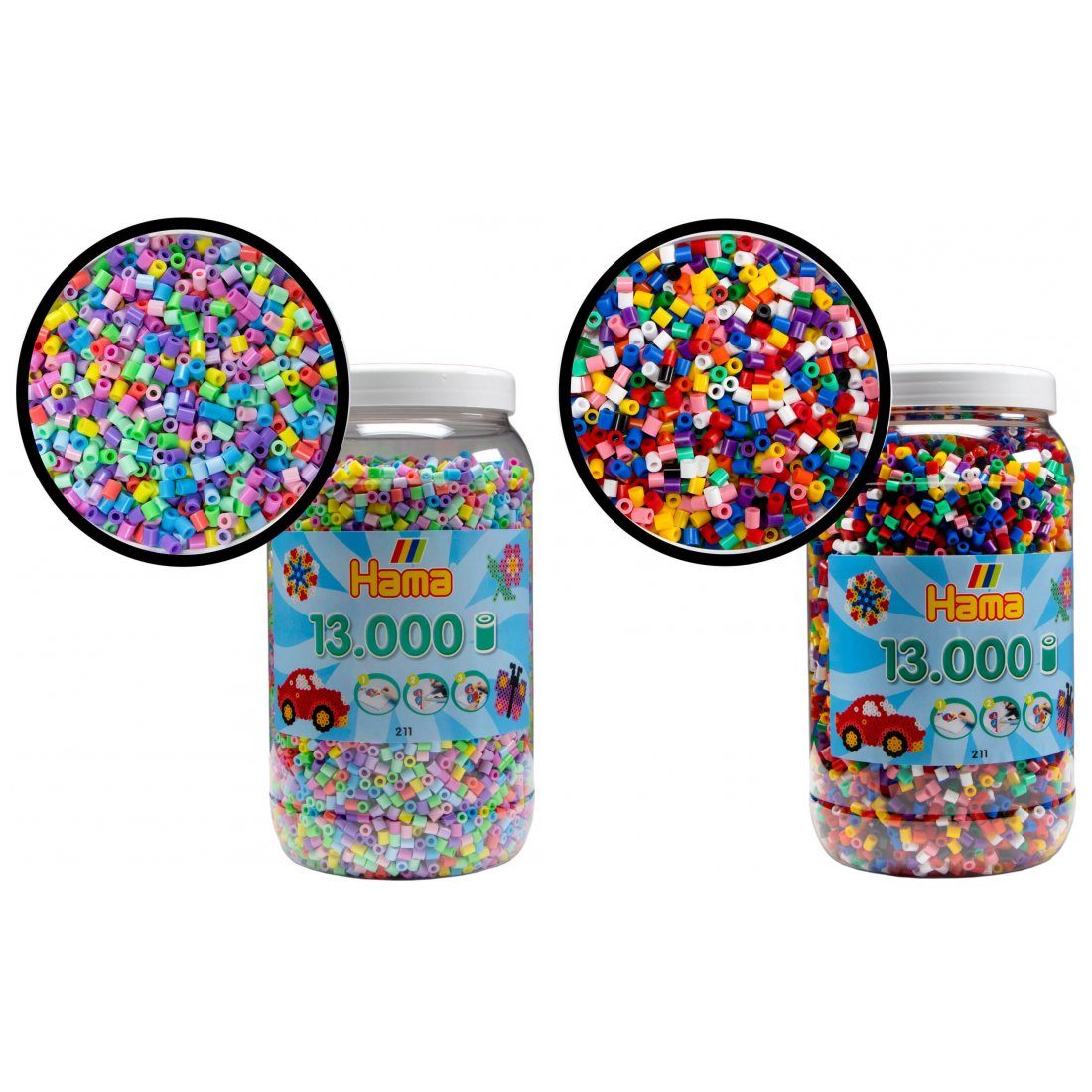 Hama Perlen Bügelperlen HAMA 26.000 Bügelperlen Midi Farben Pastell + Vollton Mix, (26000-tlg), große Vorratsdose