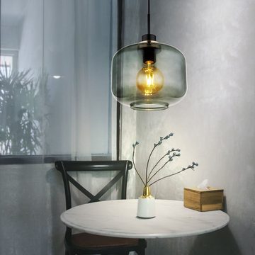 etc-shop Pendelleuchte, Leuchtmittel nicht inklusive, Hängelampe Pendellampe Wohnzimmerleuchte Rauchglas Küchenlampe D 24 cm