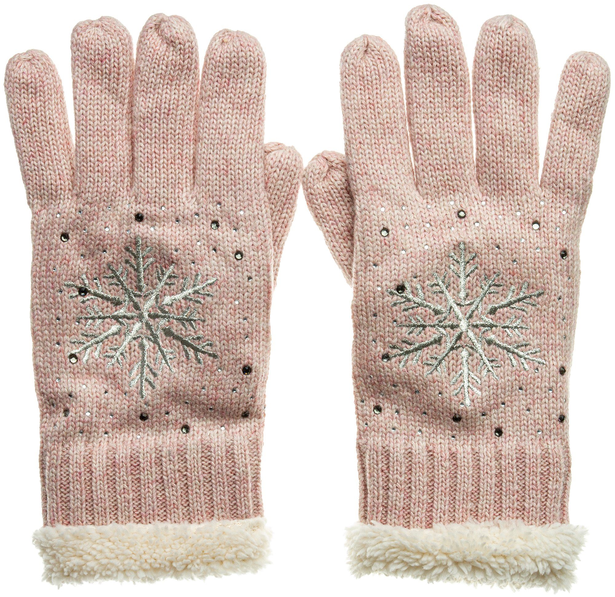 Caspar Strickhandschuhe »GLV009 warm gefütterte Damen Strick Handschuhe mit  eingesticktem Eiskristall«