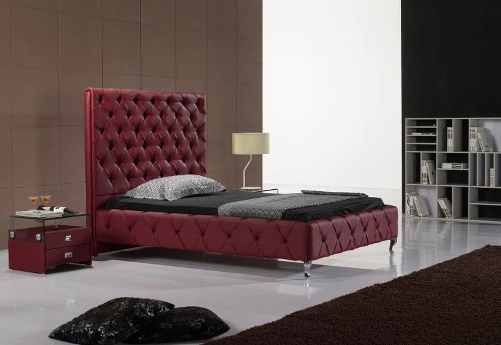 Xlmoebel Polsterbett Leder-Doppelbett im Chesterfield-Design für luxuriöse Schlafzimmer (Doppelbett, Bett), Hergestellt in Europa