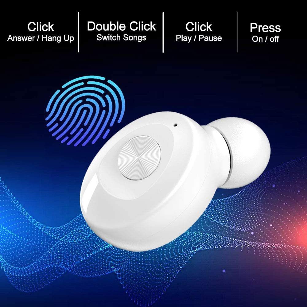 Mutoy Kabellos White Bluetooth Bluetooth In-Ear Kopfhörer, In-Ear-Kopfhörer wireless Kopfhörer 5.0 TWS