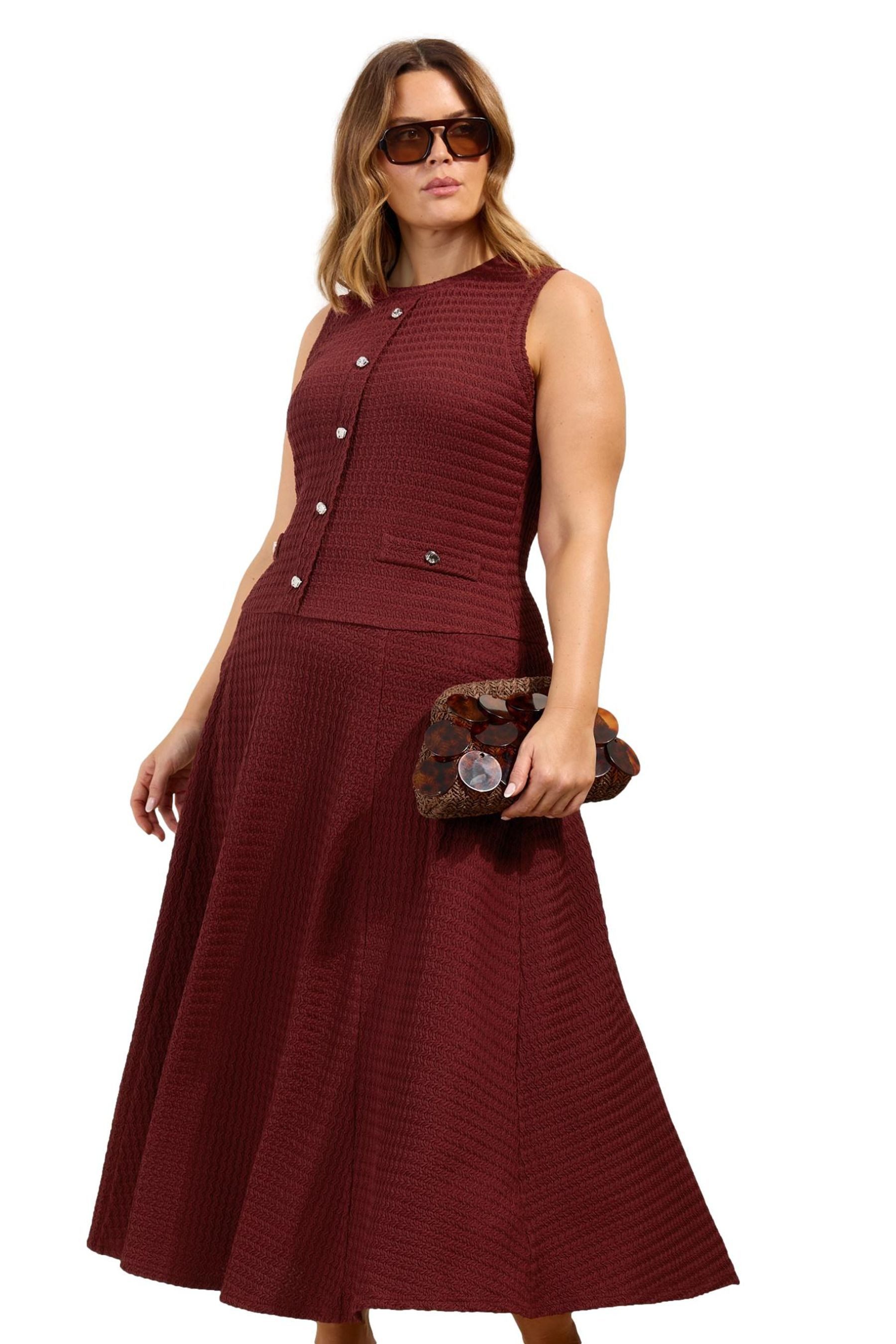 Friends Like These Jerseykleid Friends Like These strukturiertes Midikleid, Curve (1-tlg)
