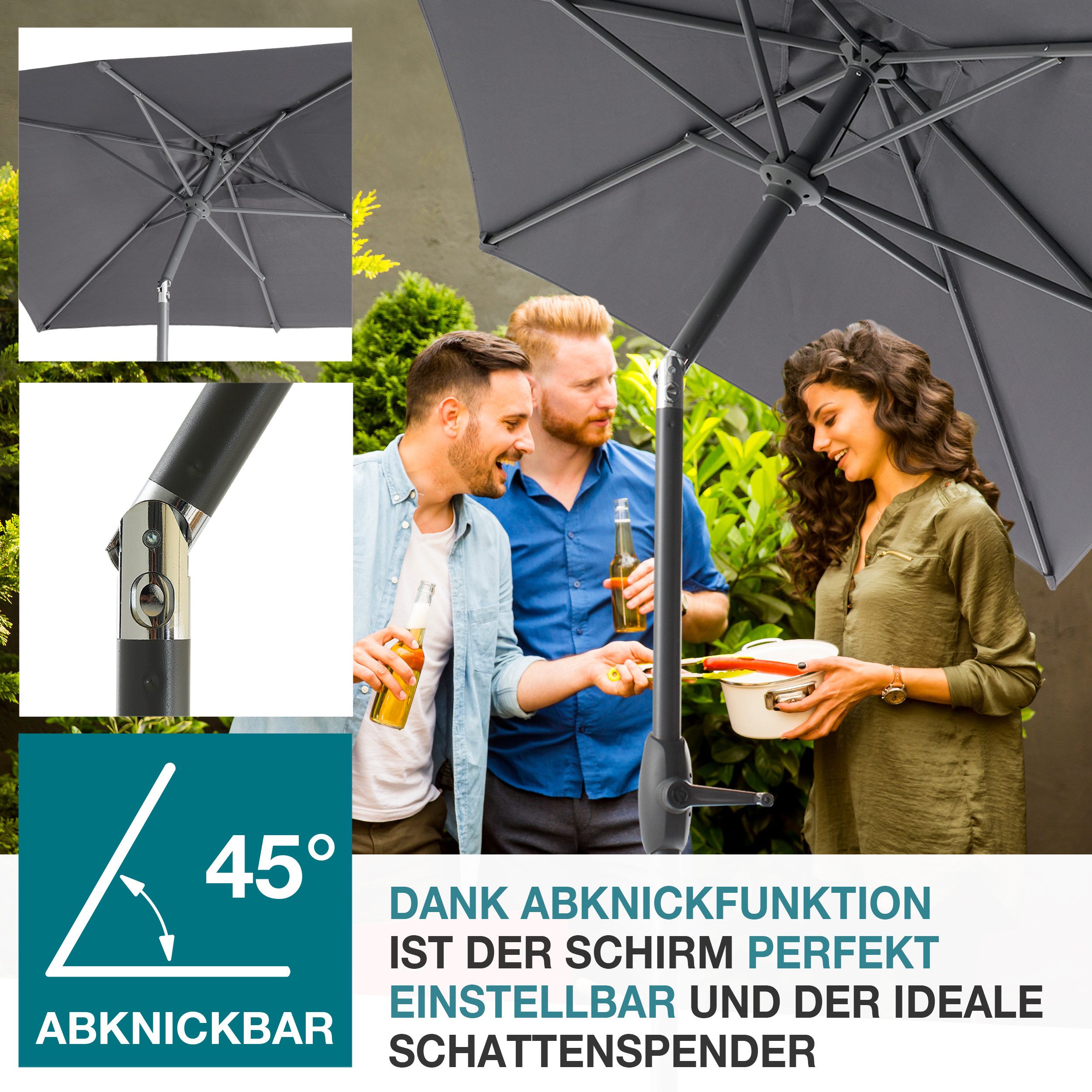 TOM Sonnenschirm mit Kurbel 140x210cm Rechteckig inklusive Kühltasche, Trag günstig online kaufen