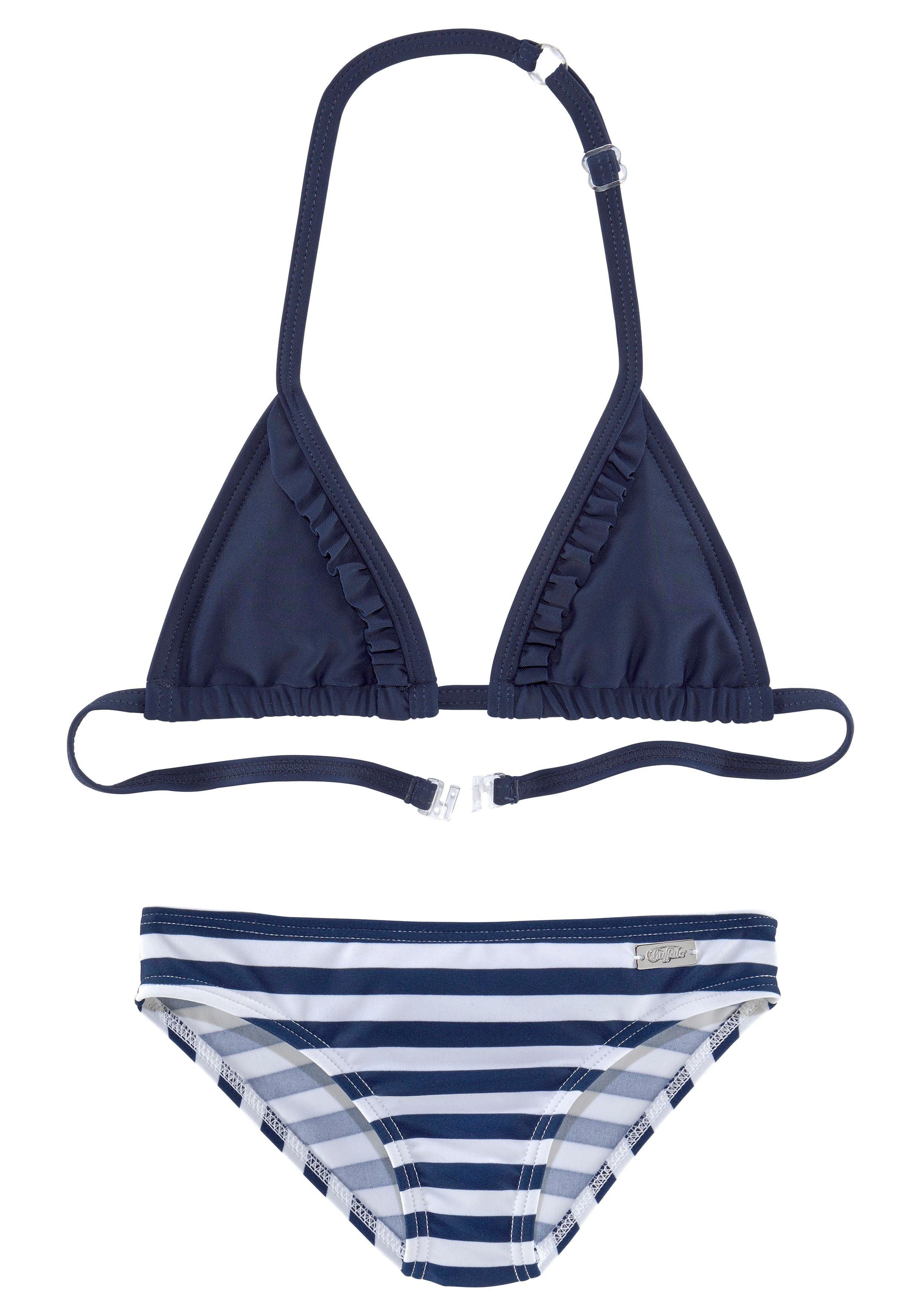 Triangel-Bikini Optik in marine Buffalo zweifarbiger