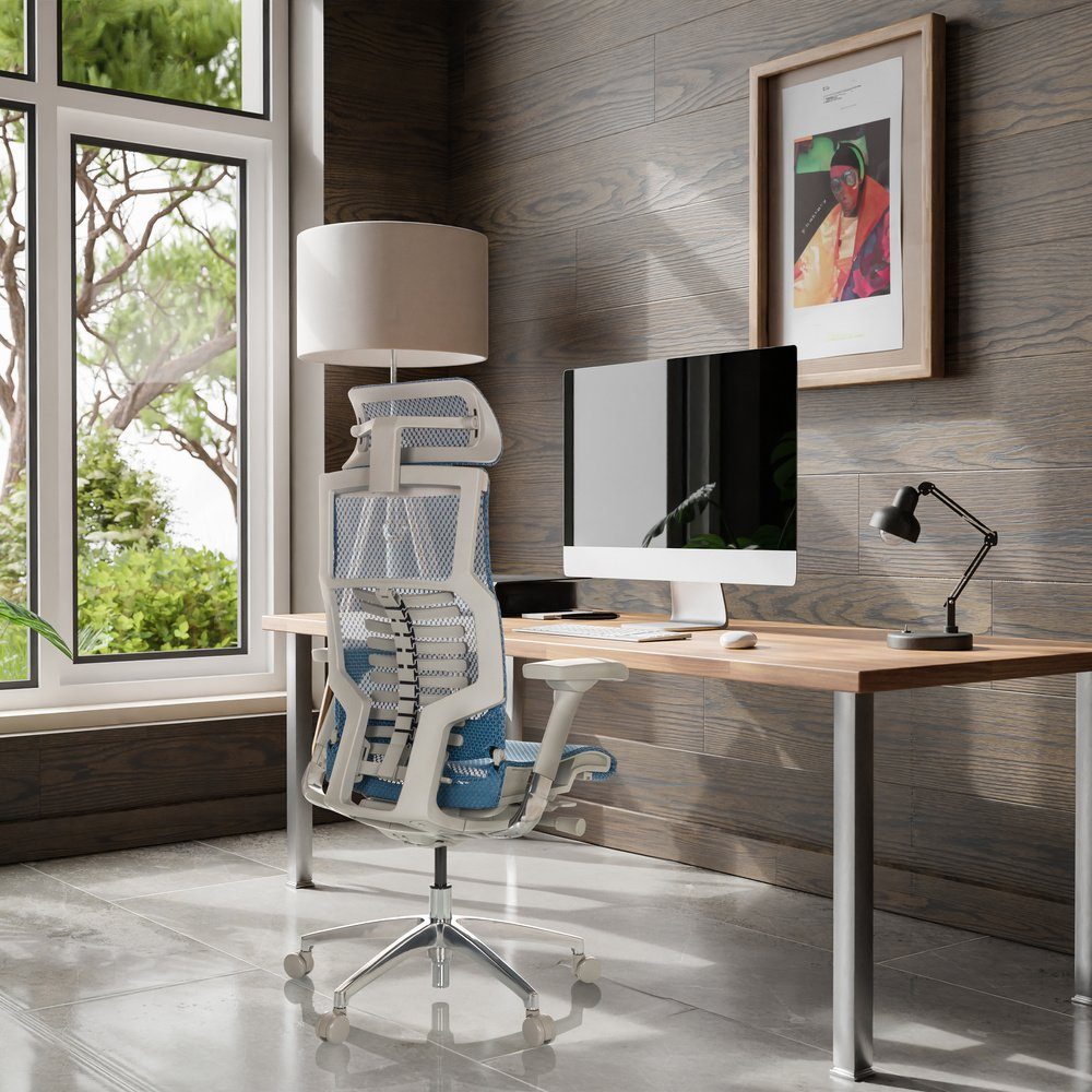 hjh OFFICE Drehstuhl St), G ergonomisch II DYNAFIT End Blau Bürostuhl (1 Netzstoff High Schreibtischstuhl