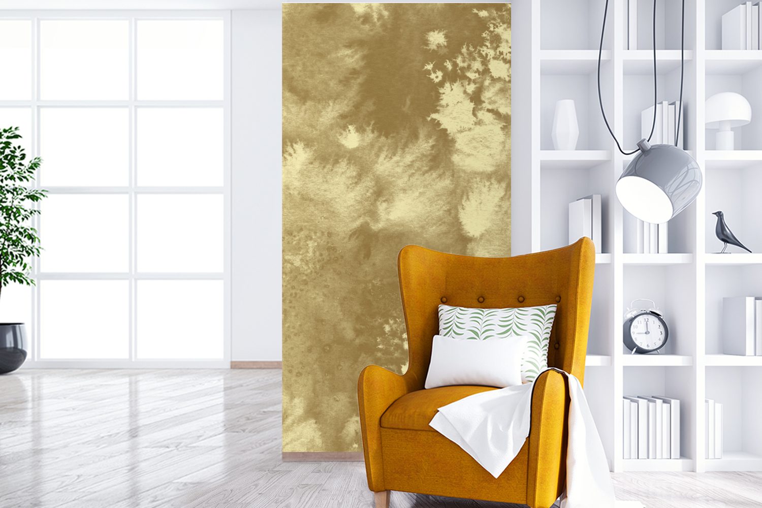 Vliestapete bedruckt, Abstrakt, - MuchoWow für Farbe Fototapete (2 Fototapete - Schlafzimmer Wohnzimmer Matt, Gold St), Küche,