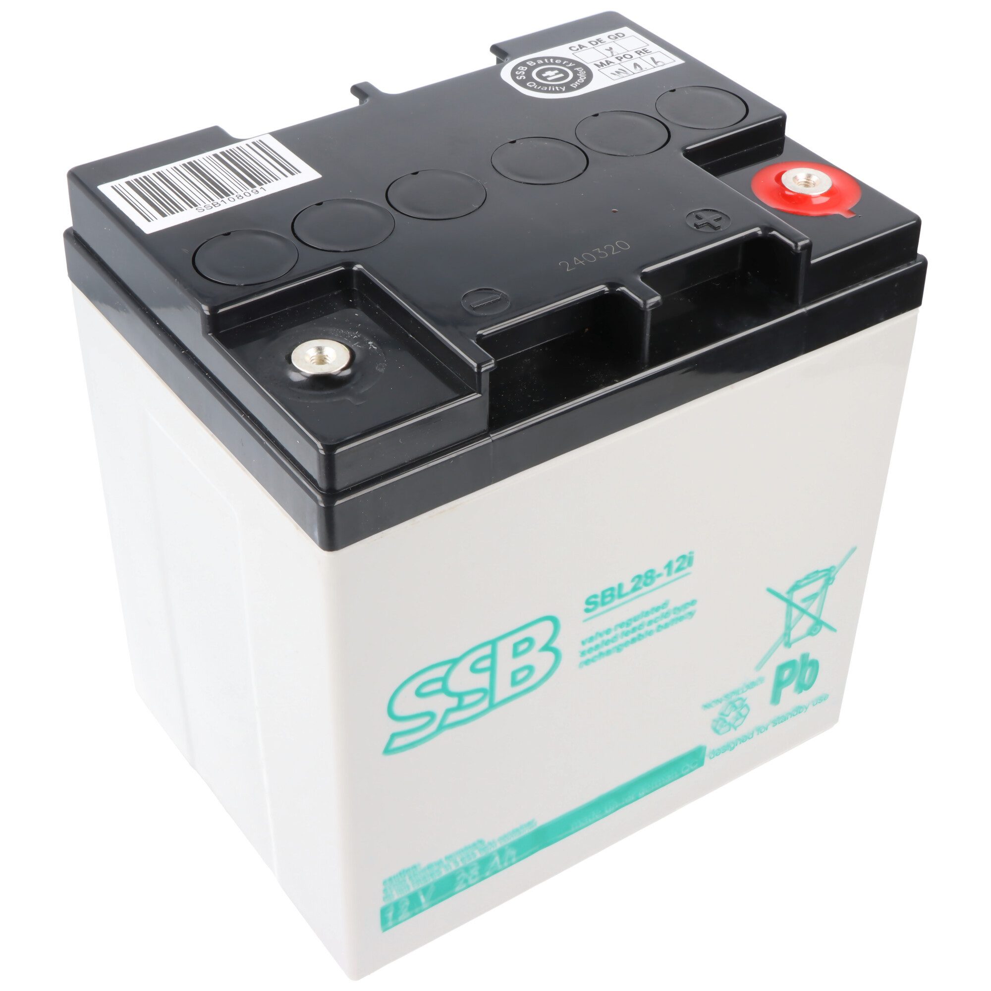 SSB Battery SSB SBL28-12i Akku 12 Volt 28 Ah 165 x 125 x 175 mm mit M5 Schraubans Akku 28000 mAh (12,0 V)