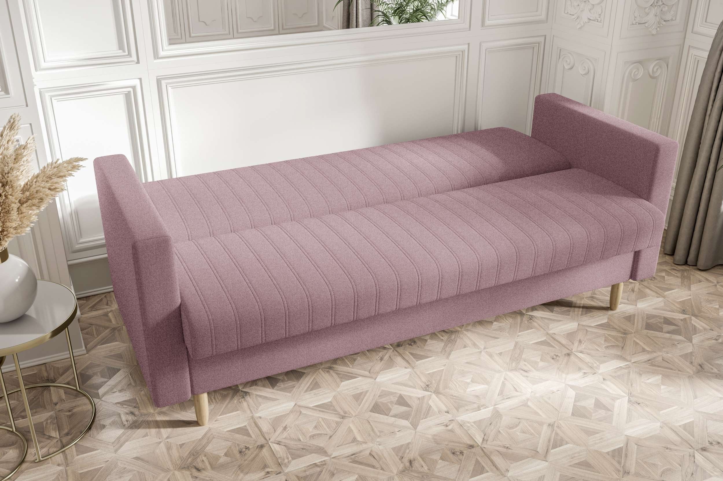Stylefy 3-Sitzer mit Sitzkomfort, Melisa, Sofa, mit Bettkasten, Design Bettfunktion, Modern Schlafsofa
