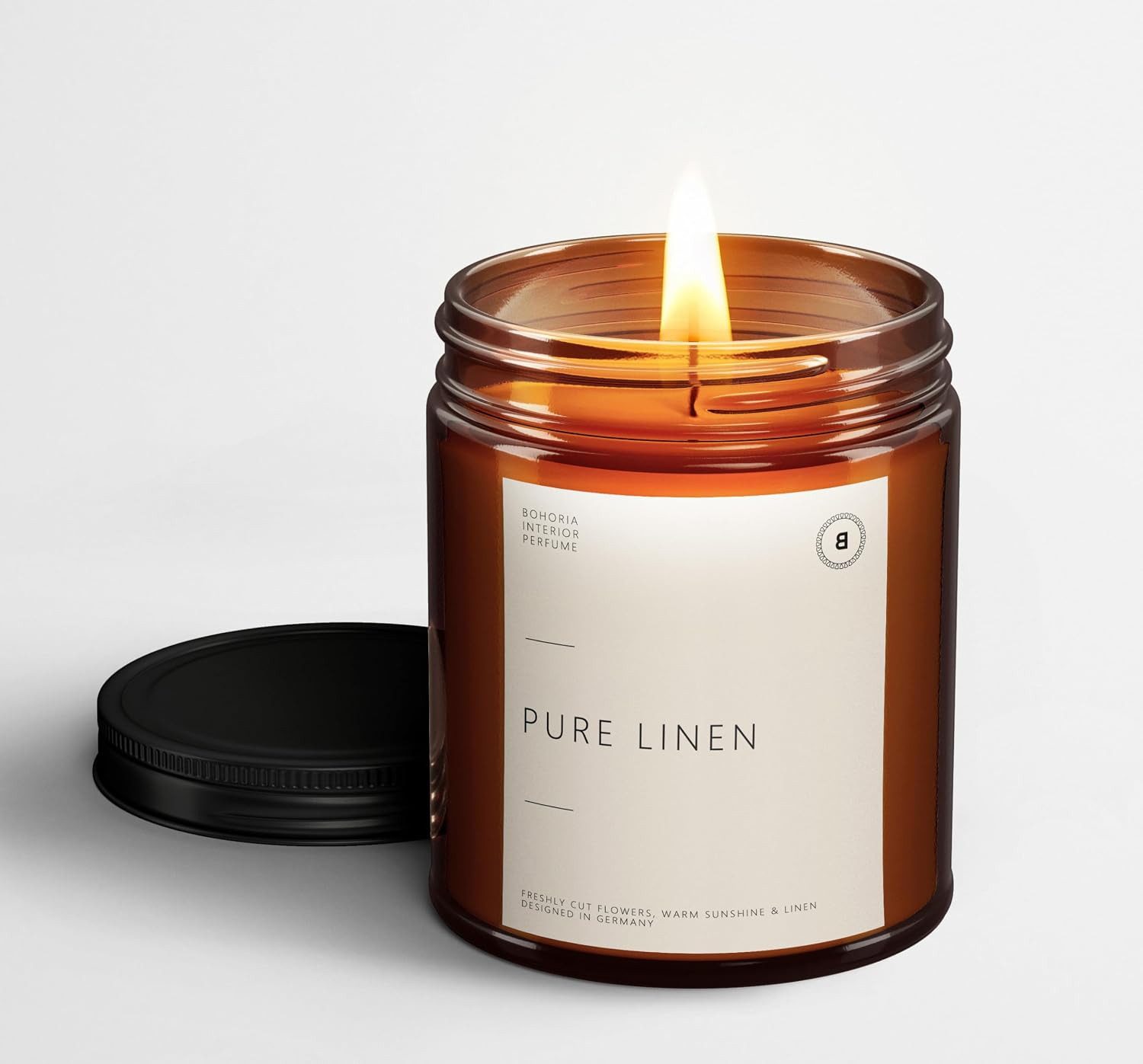 BOHORIA Duftkerze Pure Linen 200 g – Frische Wäsche Duftkerze aus Sojawachs