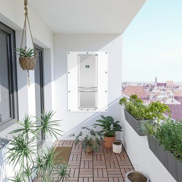 Wallario Sichtschutzzaunmatten Abbildung von: Kühlschrank mit Gefrierschrank, grau, mit Griffen