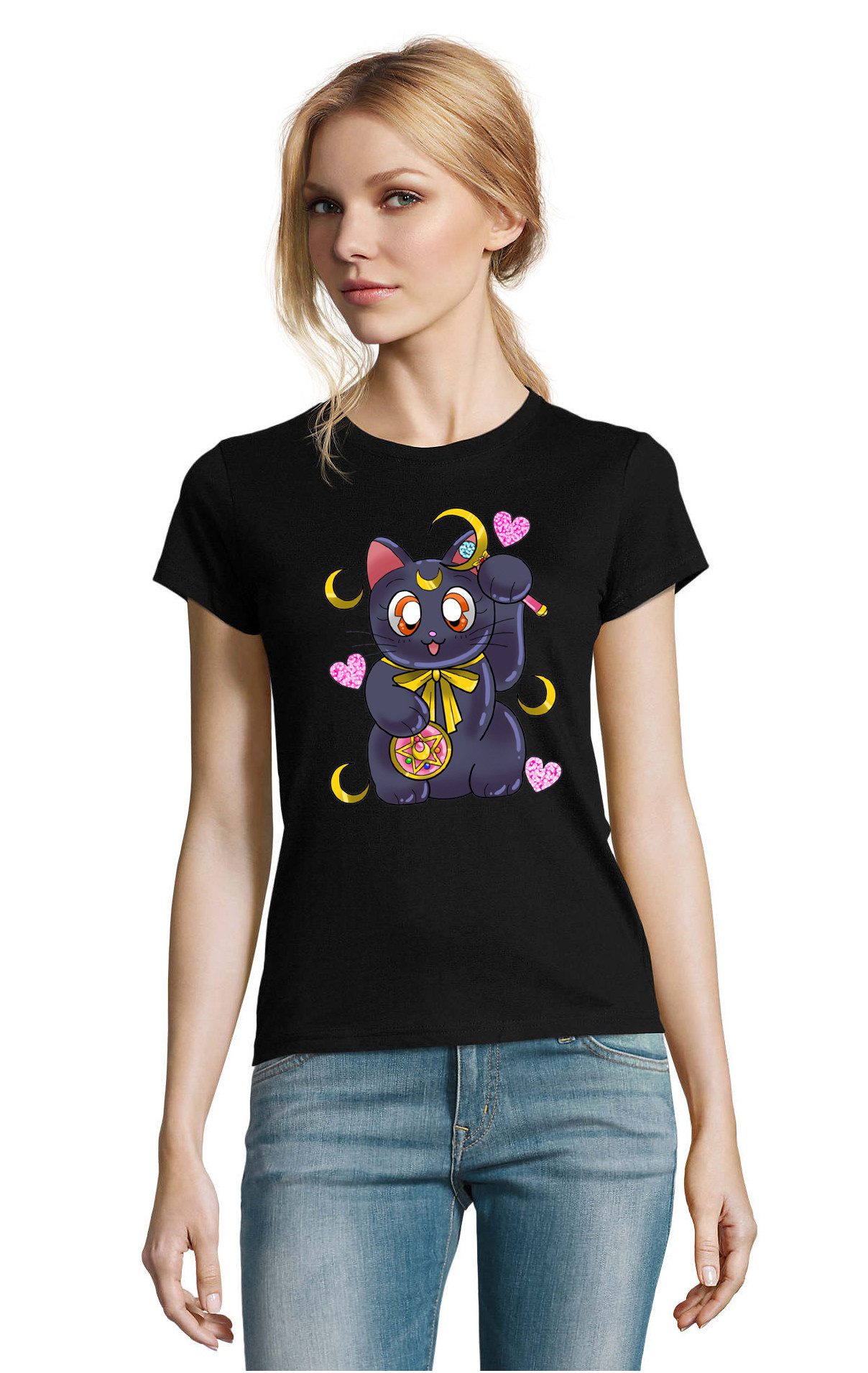 Blondie & Brownie T-Shirt Süße Sailor Katze Cat Luna Moon Anime Manga Damen günstig online kaufen