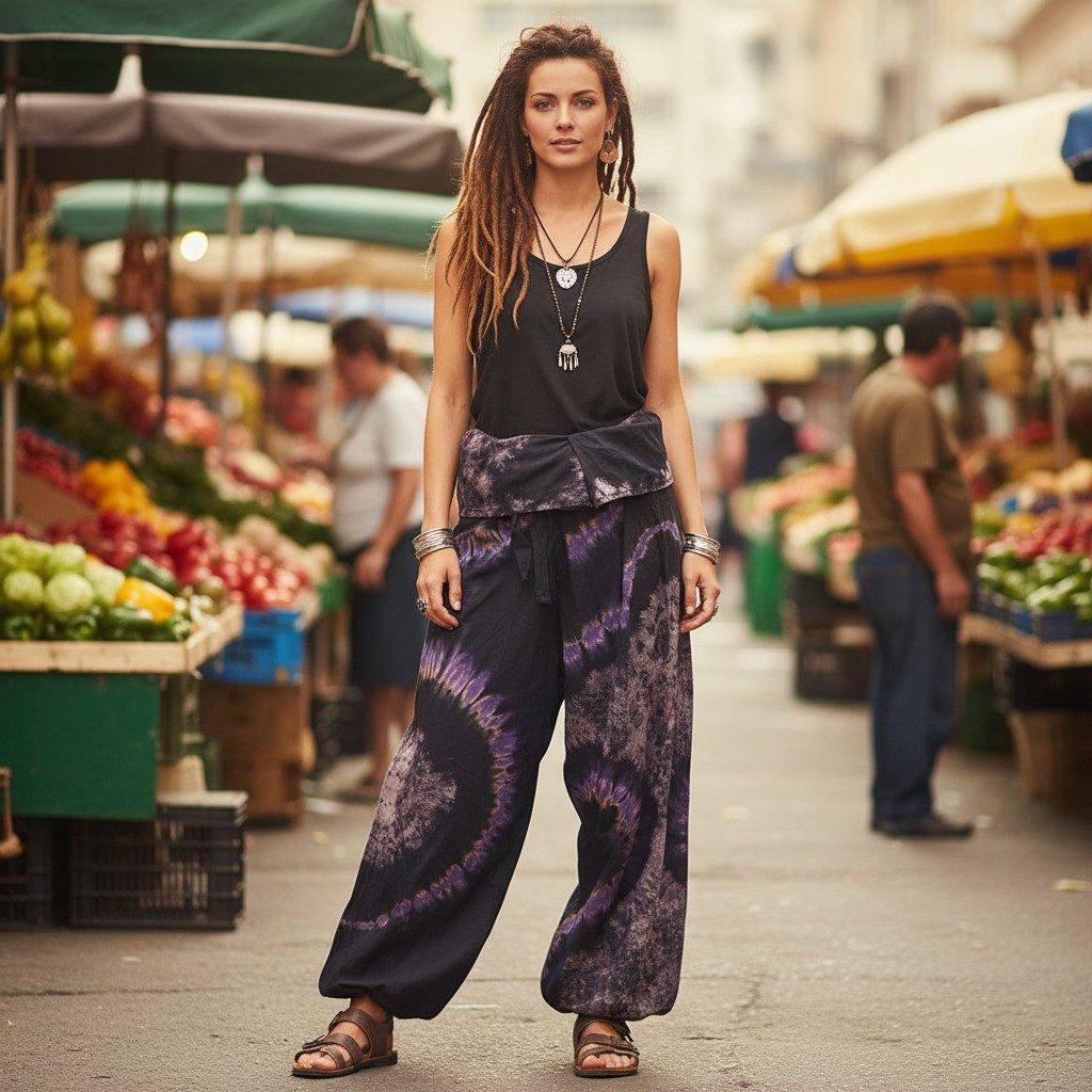 Guru-Shop Relaxhose Batik Thai Fischerhose aus Baumwolle,.. Ethno Style, alternative Bekleidung