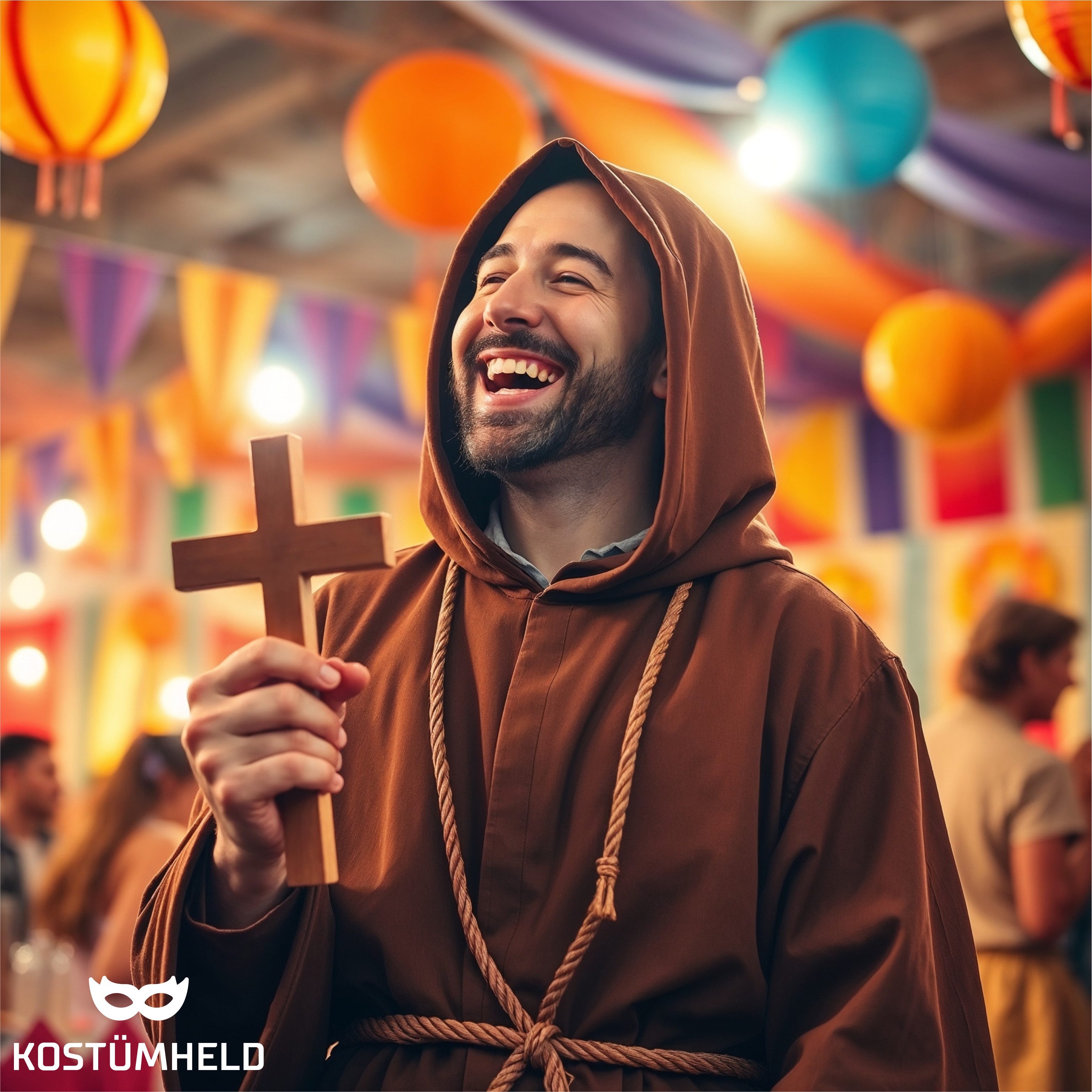TK Gruppe Mönch-Kostüm Priester – Mönchskutte mit Kreuz für Fasching & Karneval