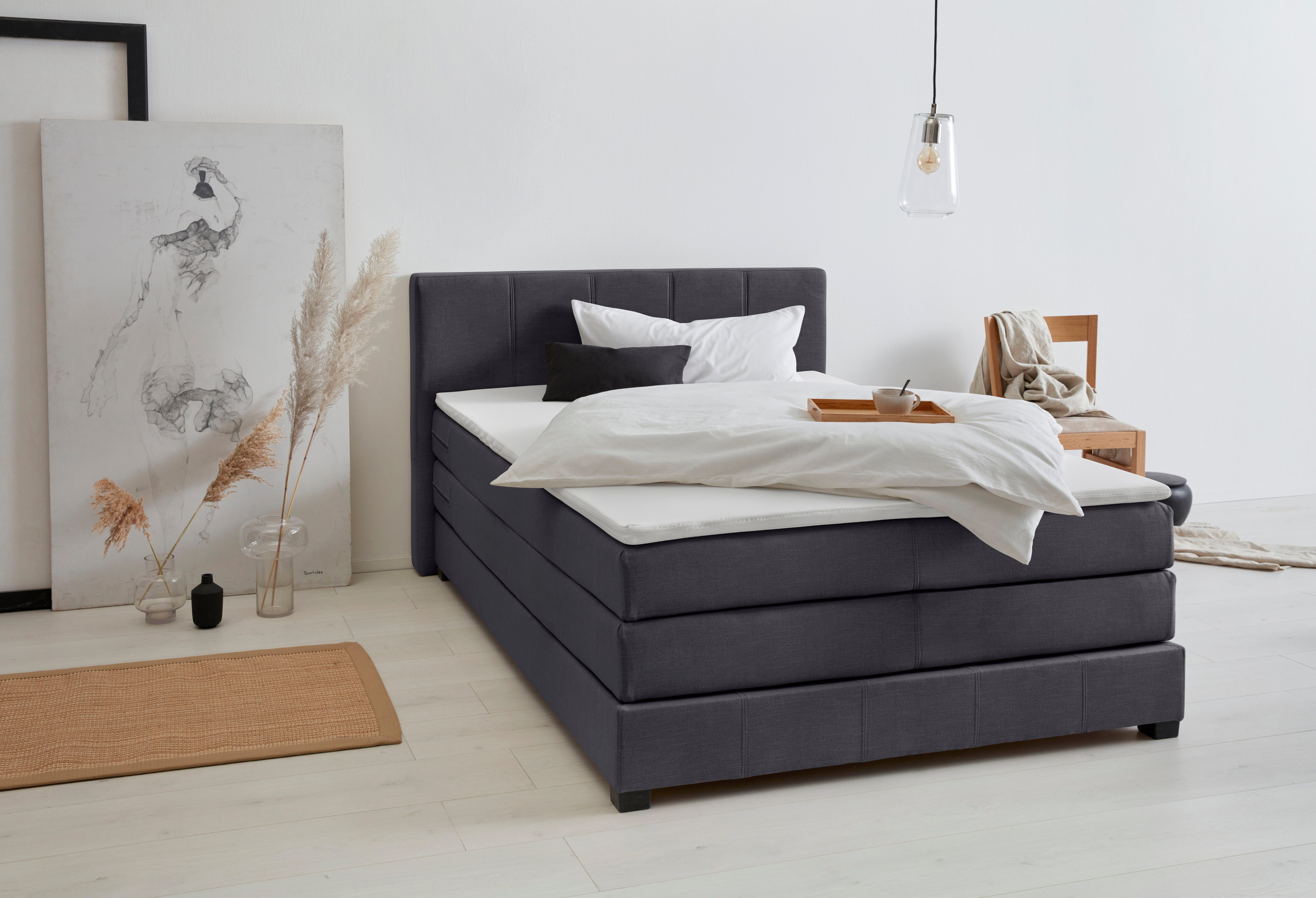 OTTO products Boxspringbett Peetu, Taschenfederkern-Matratze, in 4 Breiten und 4 Farben, incl. Topper