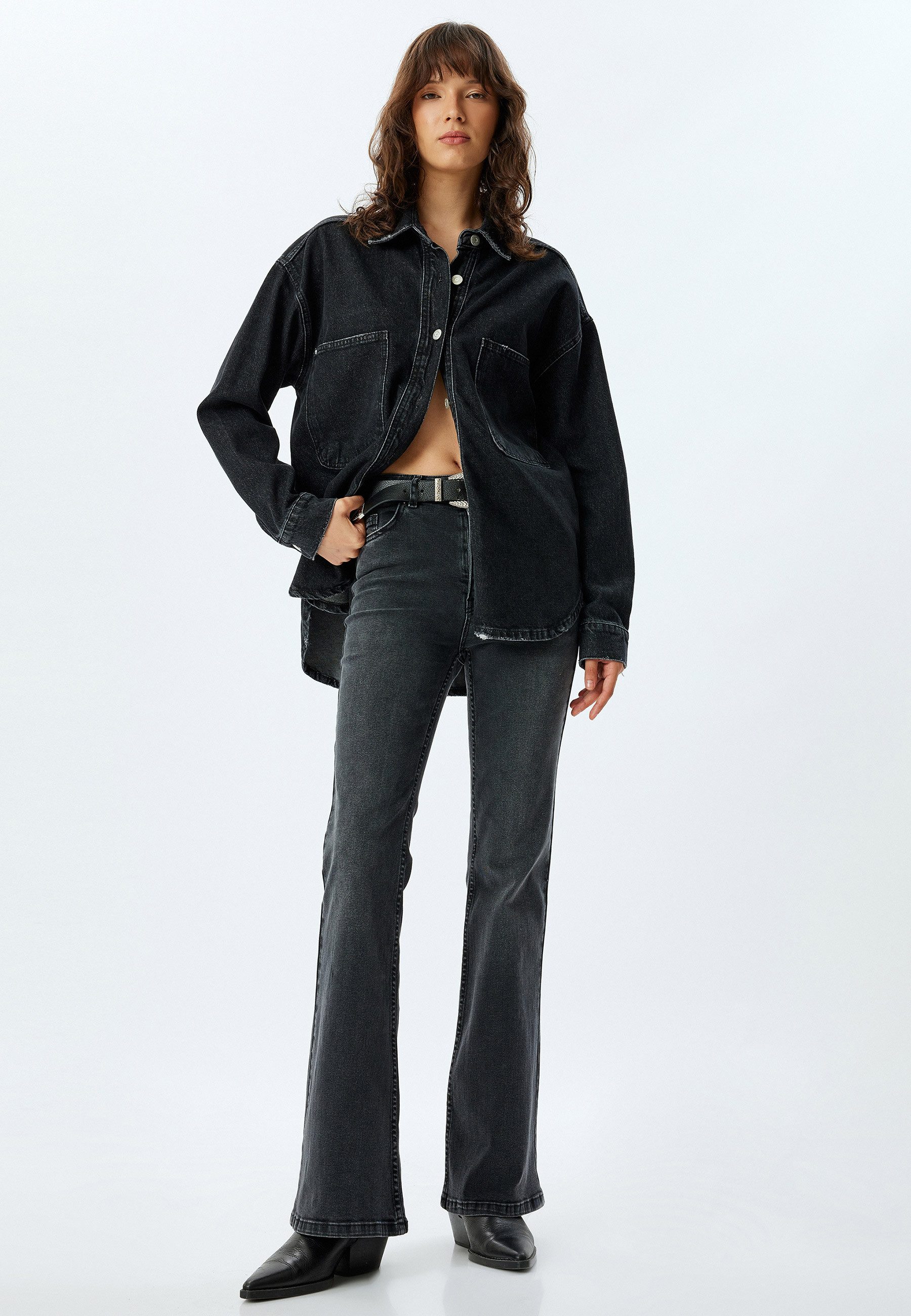 Koton High-waist-Jeans Hohe Leibhöhe Flare