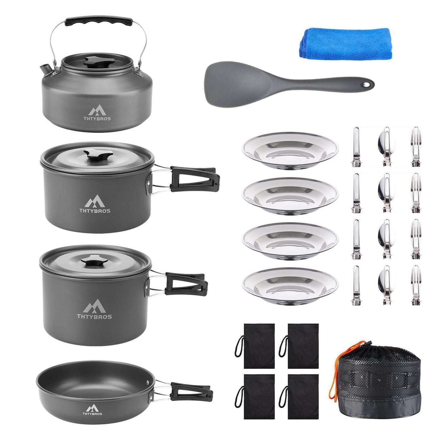 LuxusKollektion Campingstuhl Camping Kochset 2-4 Pers. inkl. Zubehör dunkelgrau (27 St)