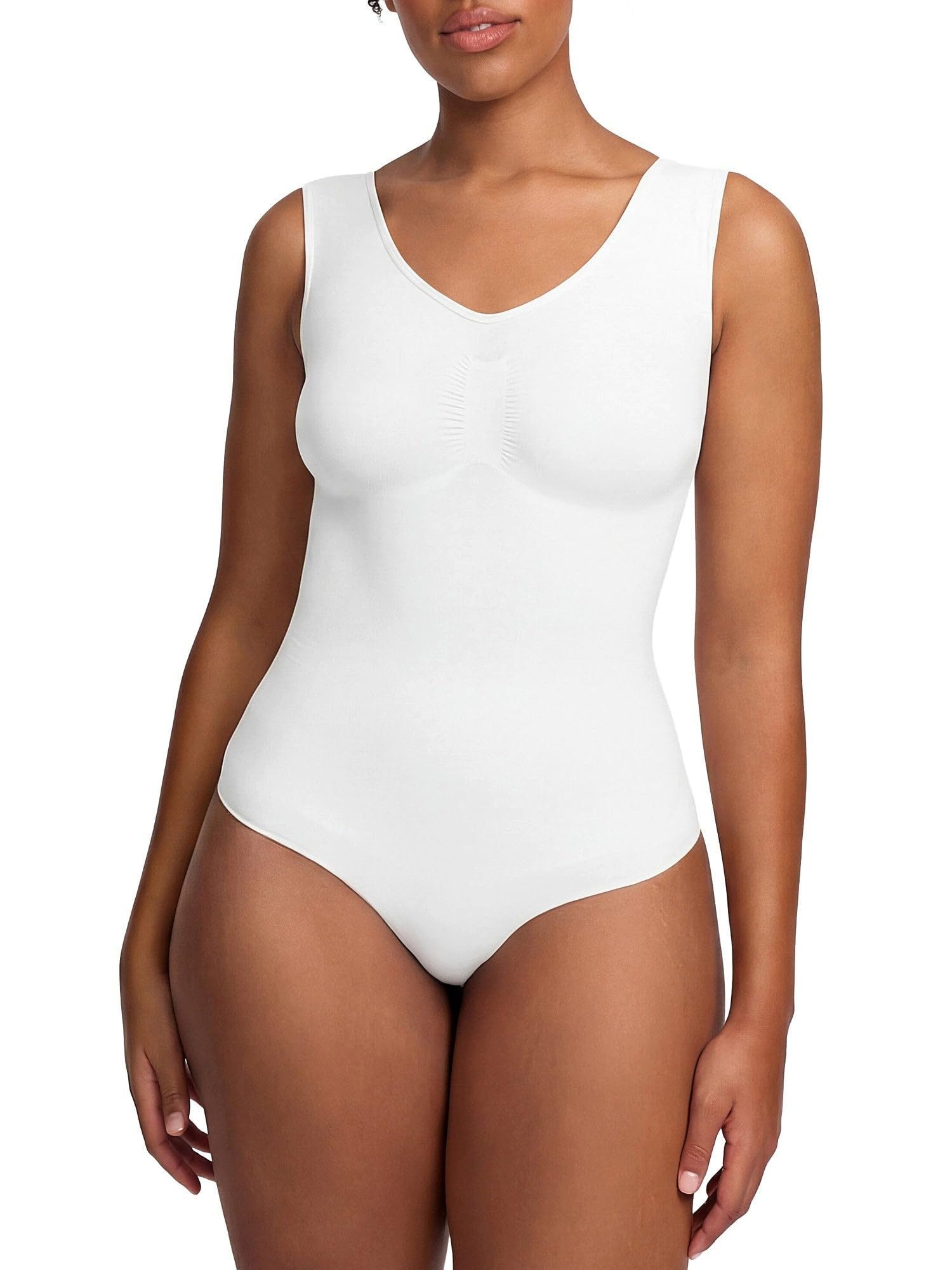 cfab (creamy fabrics) Miederbody Tank Bodysuit Sculpting Shapewear mit Slip-Weiß-3XL (1-tlg) Figurformend