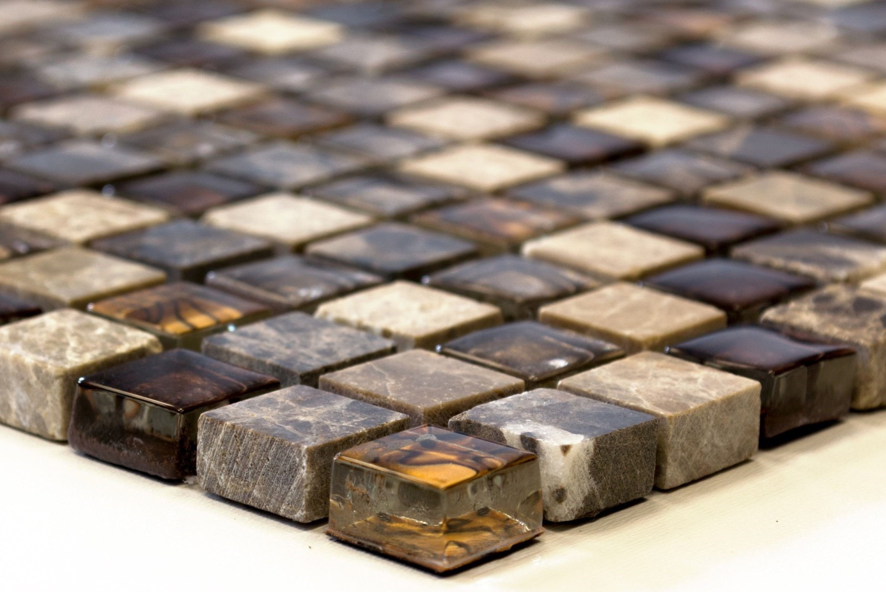 Mosani Mosaikfliesen Glasmosaik Naturstein Mosaikfliese beige braun creme