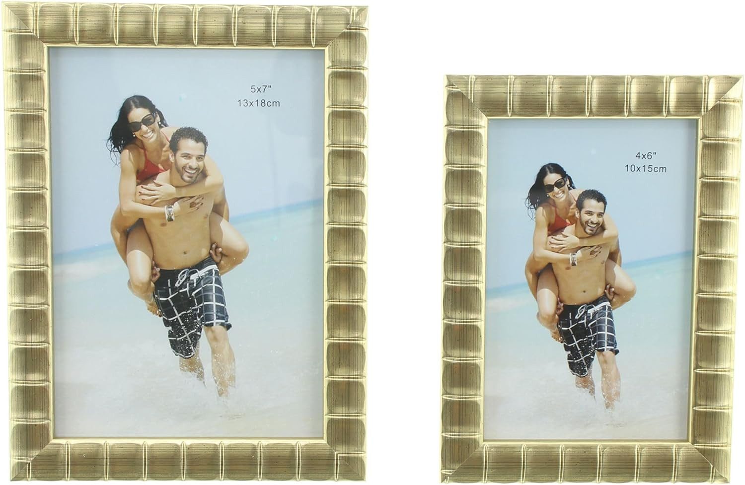 Dekoleidenschaft Bilderrahmen "Gold" in edlem Design, zum Aufhängen oder Hinstellen, Fotorahmen, (4 St), im Set, je 2 in 13x18 & 16x21 cm, Portraitrahmen, Bilderhalter, Foto Rahmen