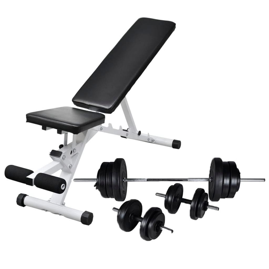 Kurzhantel Hantelbank mit Langhantel und Kurzhantel Set 60,5 kg