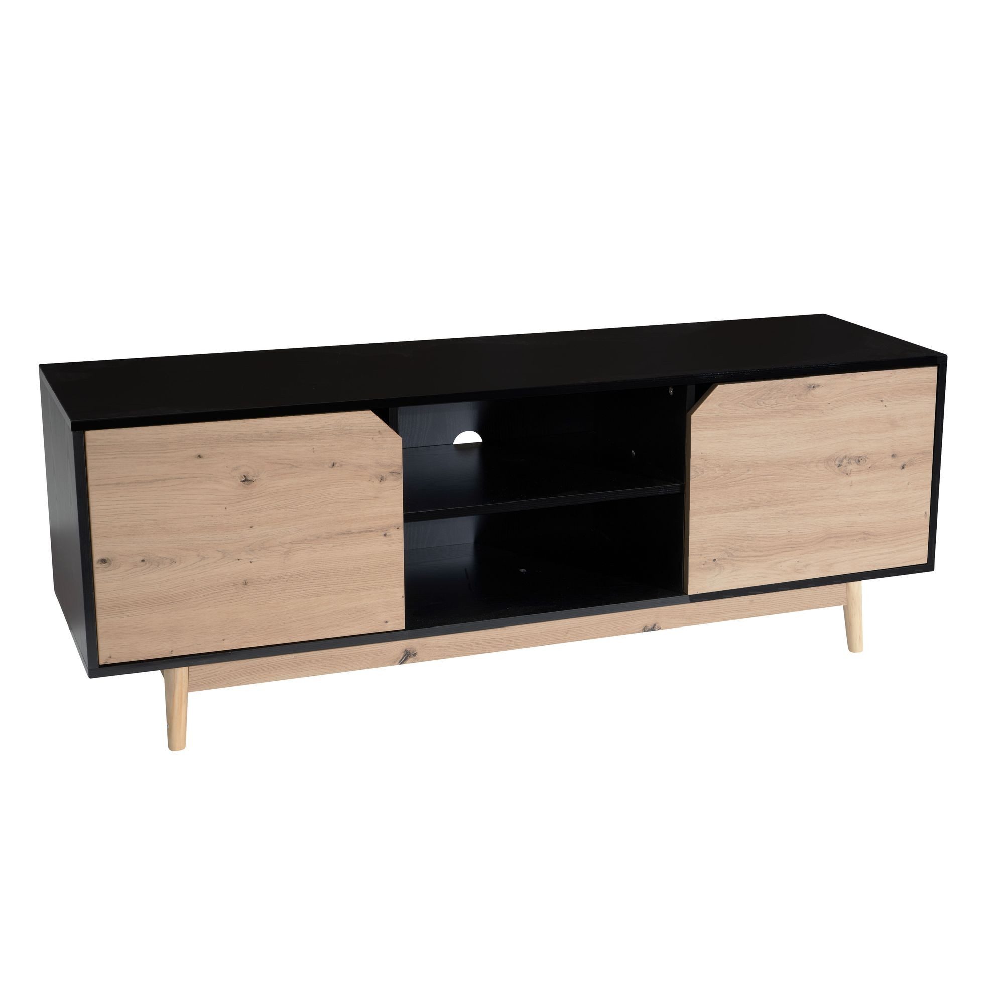 FINEBUY Lowboard FB100037 (Schwarz Eiche-Dekor, 150x55x40 günstig online kaufen