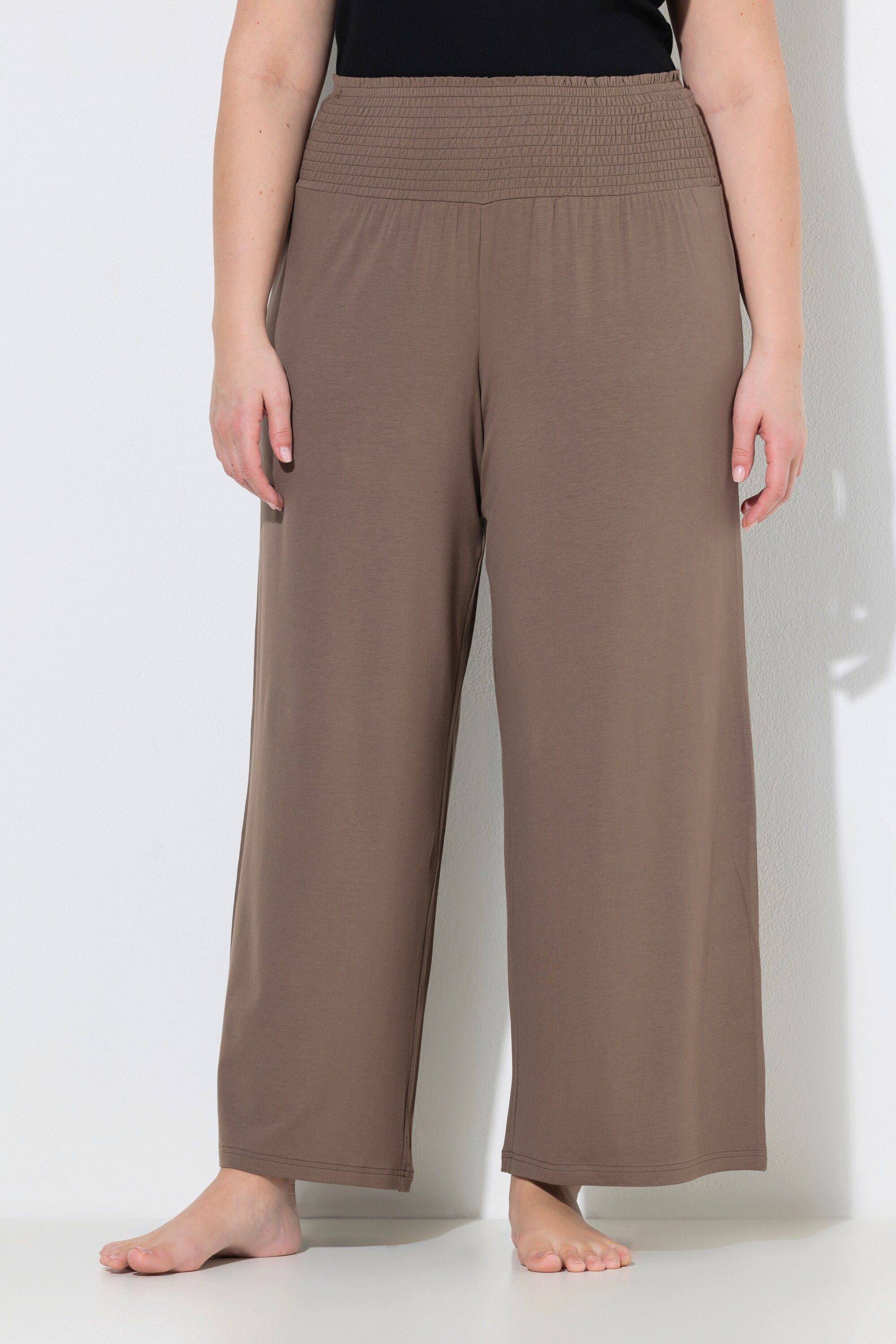 Ulla Popken Schlupfhose Marlenehose weites Bein Jersey breiter Elastikbund