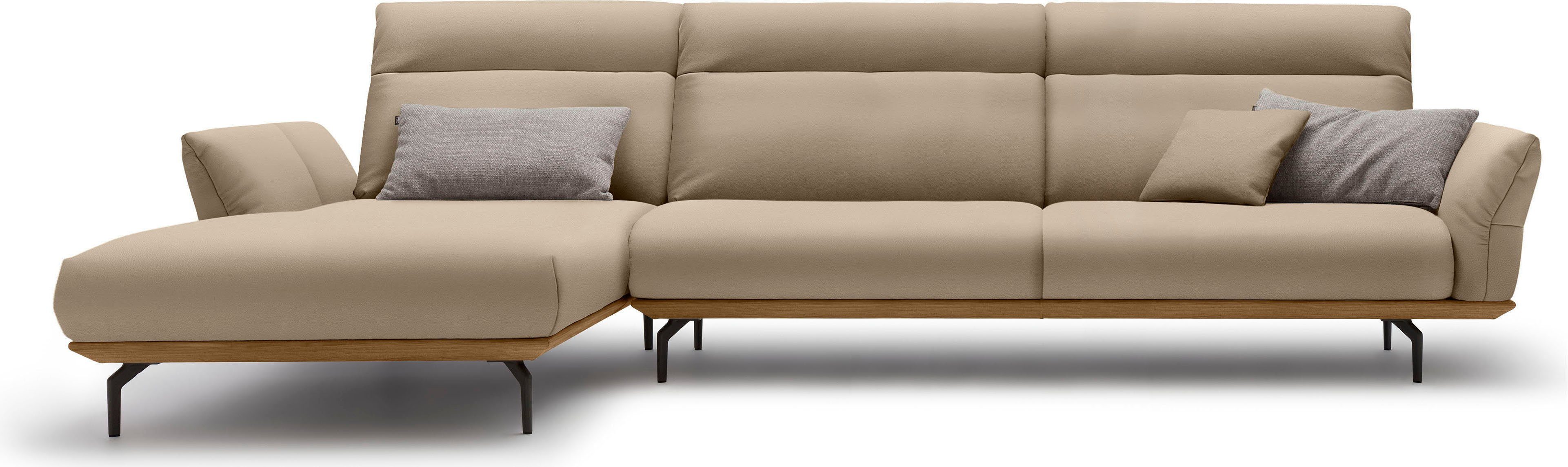 hülsta sofa Ecksofa hs.460, Sockel in Nussbaum, Winkelfüße in Umbragrau, Breite 338 cm | Ecksofas
