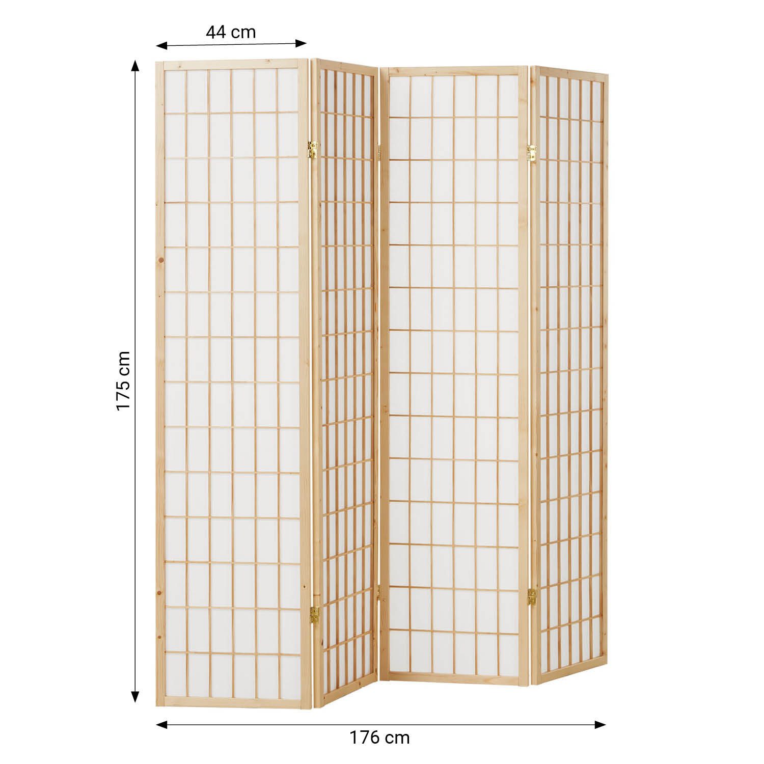 Homestyle4u Paravent Raumteiler Trennwand Shoji Spanische Wand Sichtschutz Holz Indoor (4-teilig), Braun, faltbar