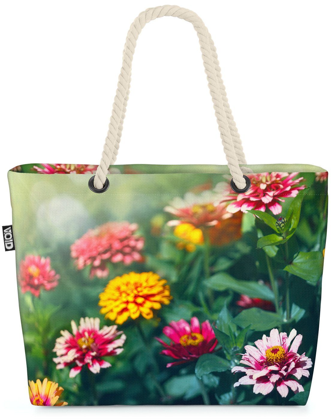 Frühling Sommer Wiese Blumen (1-tlg), Zinnien Blumen Strandtasche VOID Bag Beach Garten Blumenstrauss