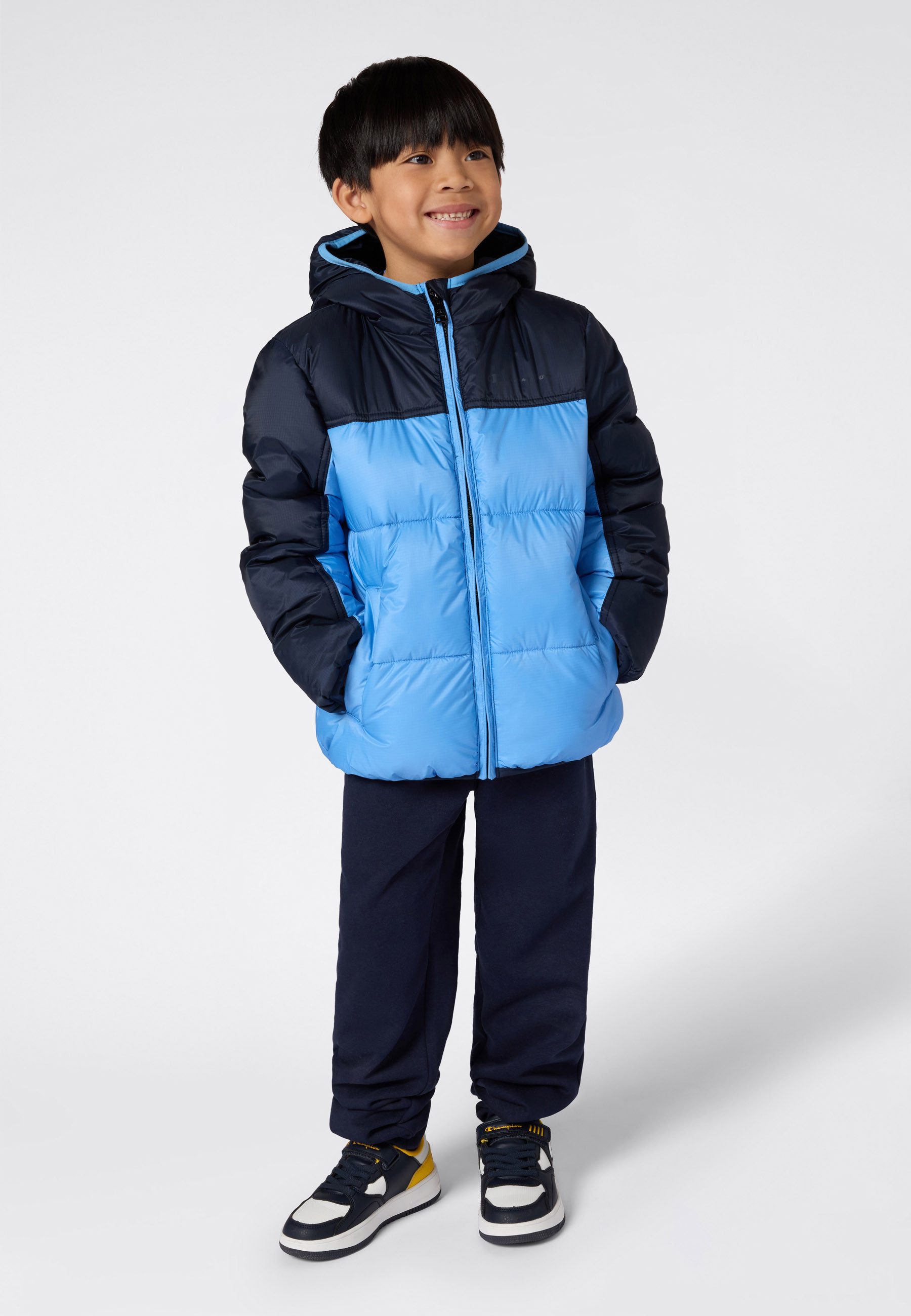 Champion Steppjacke Colorblock Outdoor Hooded Jacket mit Kapuze, wasser- und windabweisend, mit Eingrifftaschen