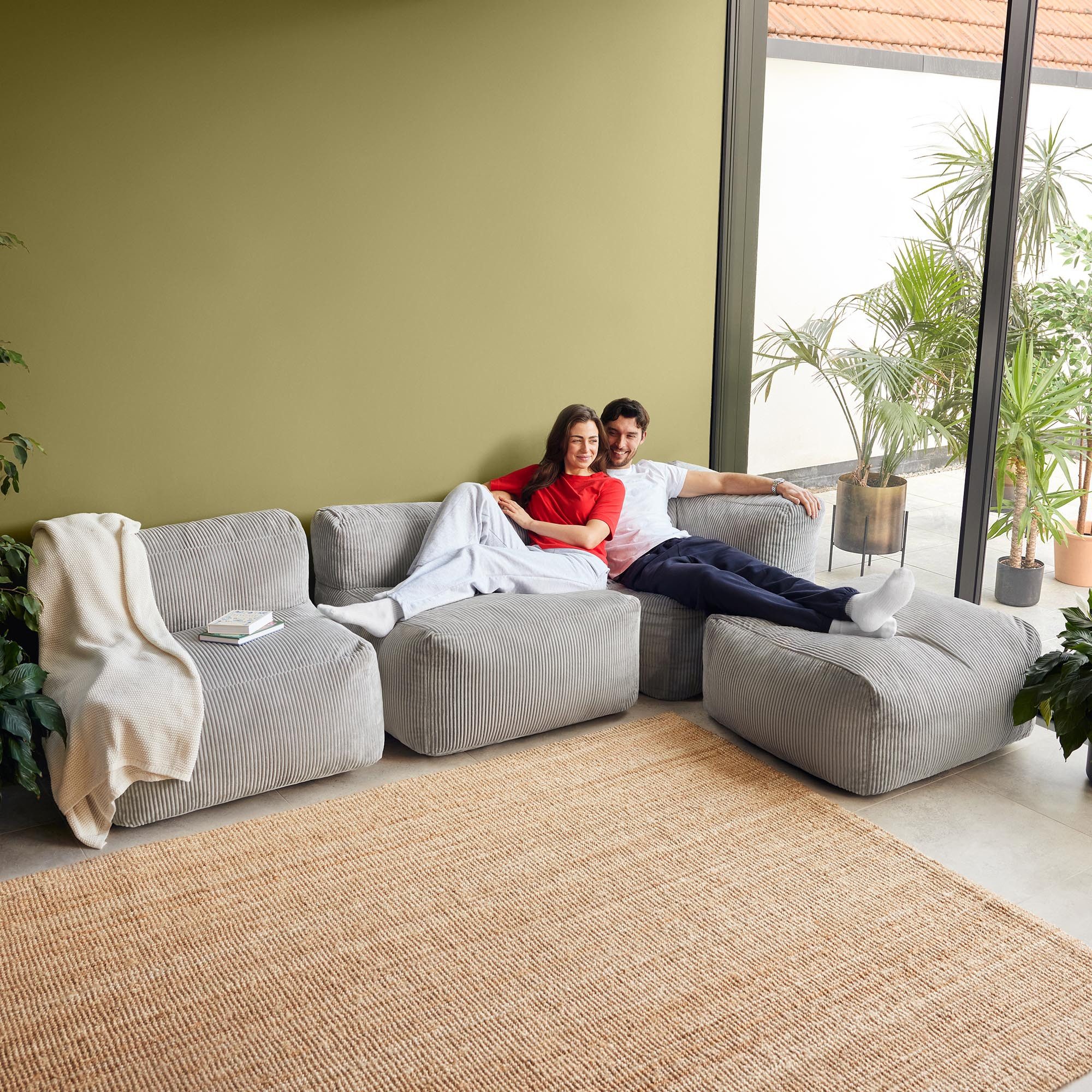 icon Sofa Modulares Ecksofa 4 Stück aus Cord Flauschig „Zen“, Spar-Set, Schaumstoff Füllung, für Wohnzimmer, für Schlafzimmer – Bild 2 von 5