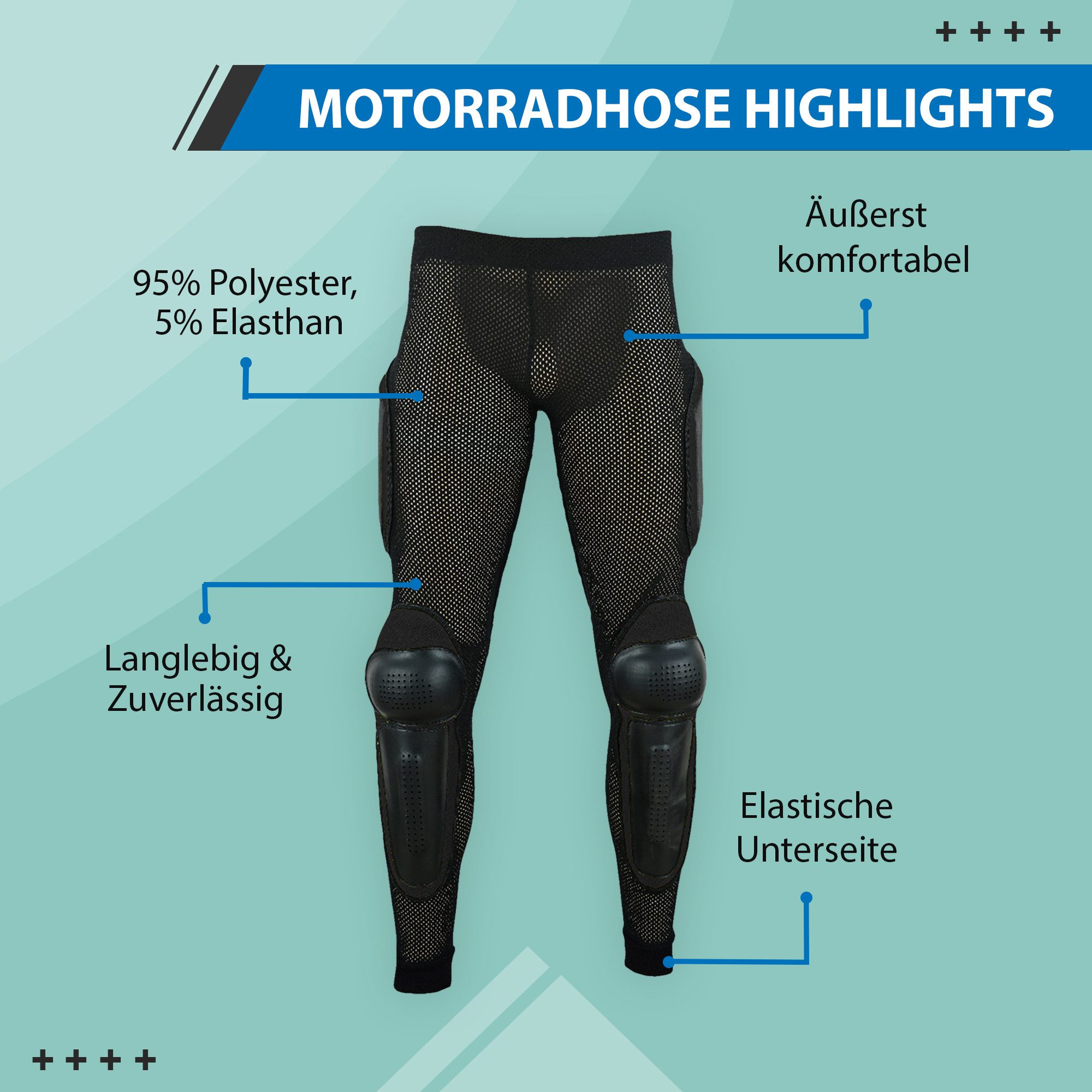 German Wear Protektorenhose GW520T, Protektorenhose Motorrad protektoren – Bild 4 von 5