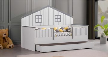 JVmoebel Jugendzimmer-Set Weiß Kinderzimmer Möbel Kinderbett Kleiderschrank Kommode, (3-St., Bett + Kommode + Kleiderschrank), Made in Europa