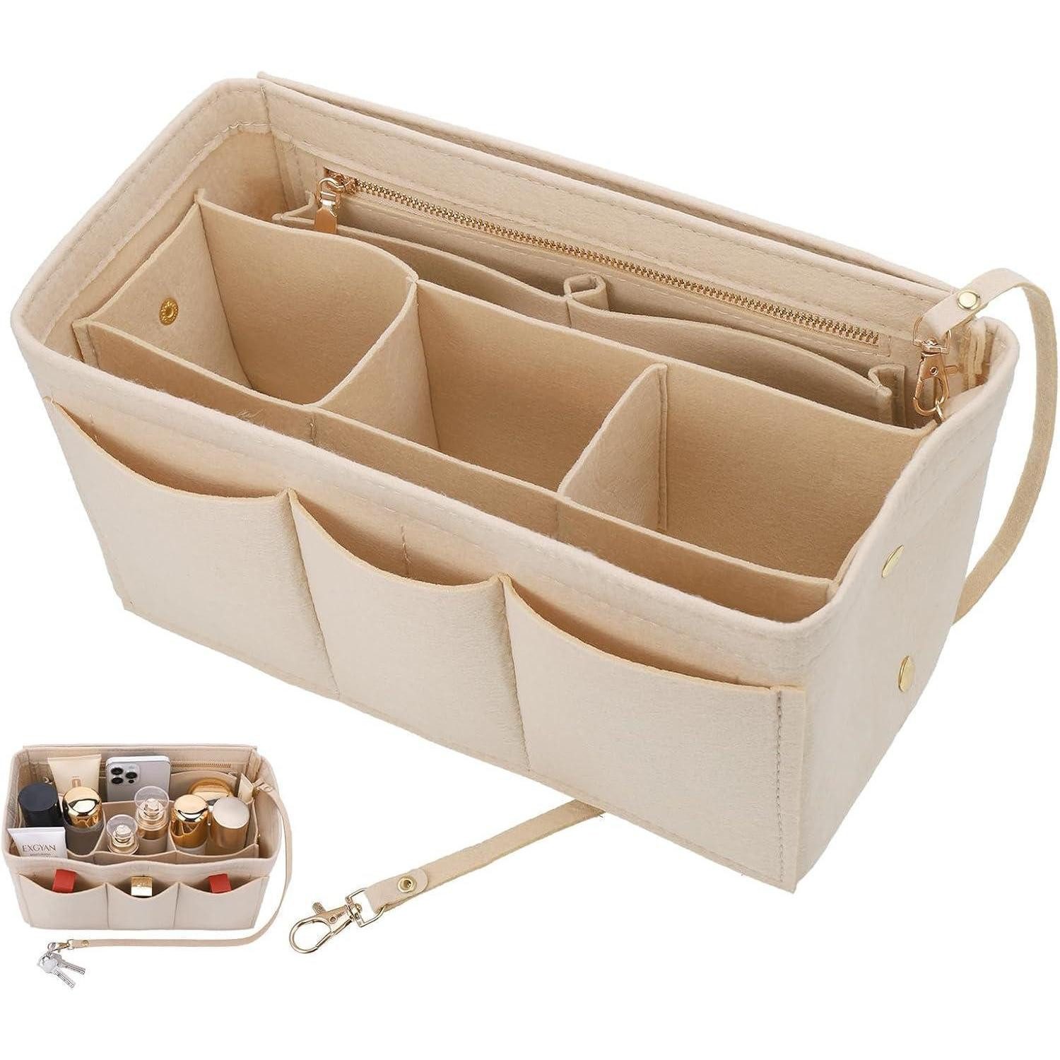 LuxusKollektion Taschenorganizer Taschenorganizer Filz Innentasche 30x17x16cm Damen Beige-l