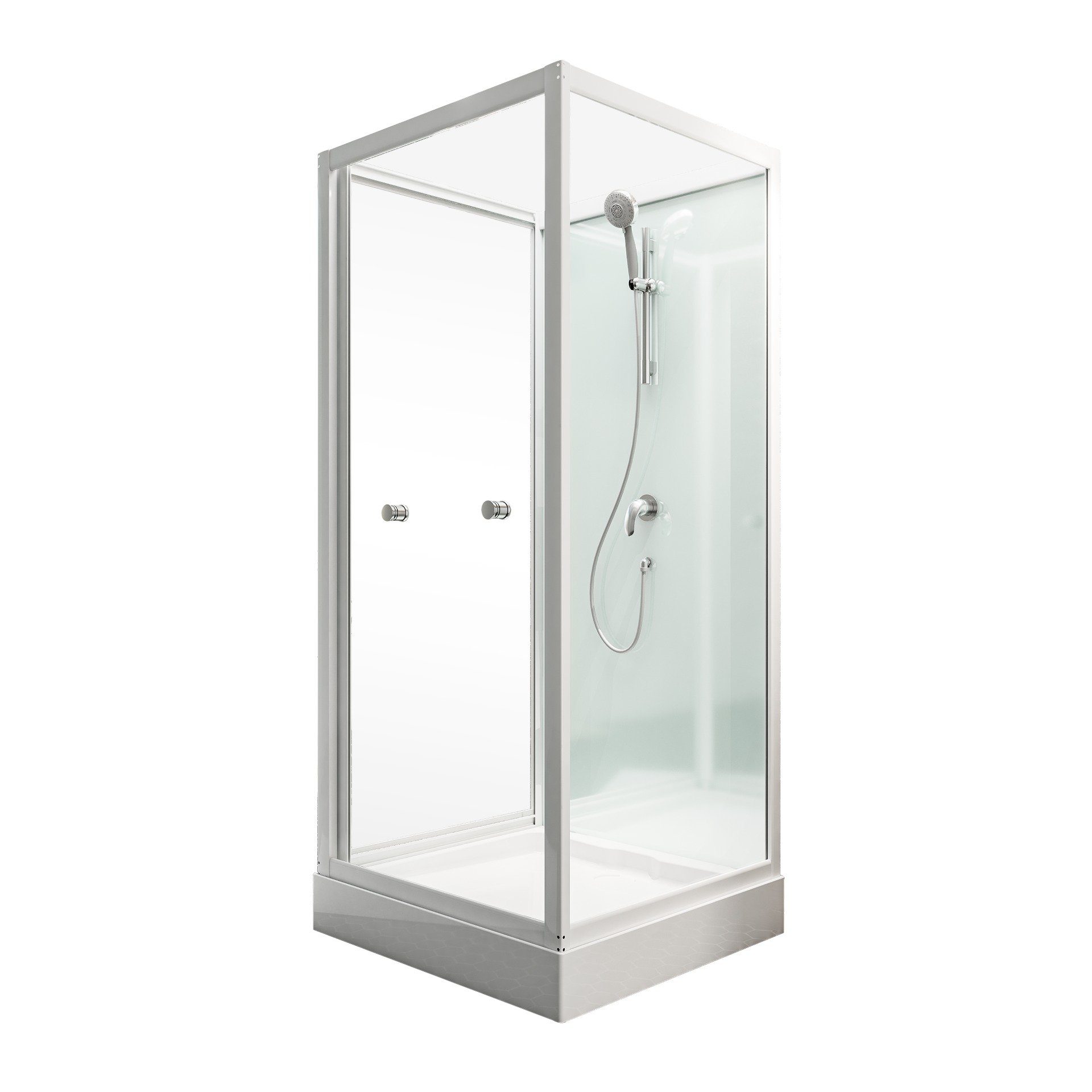 Schulte Komplettdusche Juist II, BxT: 80x80 cm, 5 mm Sicherheitsglas, Komplett-Set, inkl. Duschwanne (15,5 cm hoch), U-Form, Schiebetür
