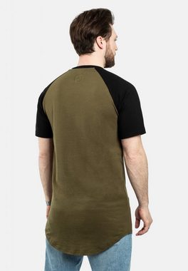 Blackskies T-Shirt Round Baseball Kurzarm Longshirt T-Shirt Olive-Schwarz Medium