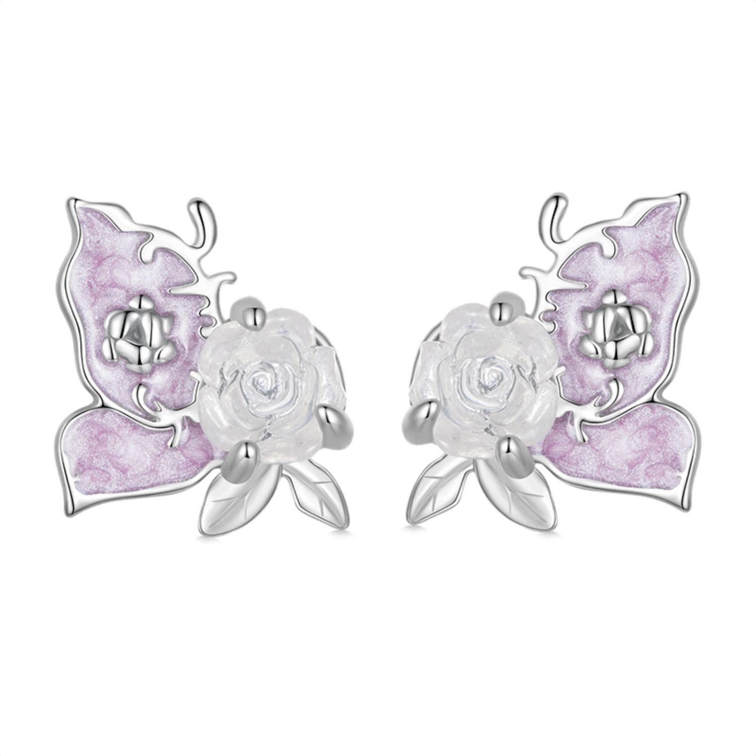 Gnoce Ohrring-Set Gnoce Ohrschmuck Rosen-Schmetterling HVE154 Silber