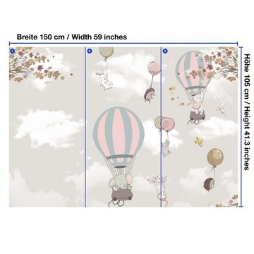 wandmotiv24 Fototapete Elefant Hase Luftballons, glatt, Wandtapete, Motivtapete, matt, Vliestapete