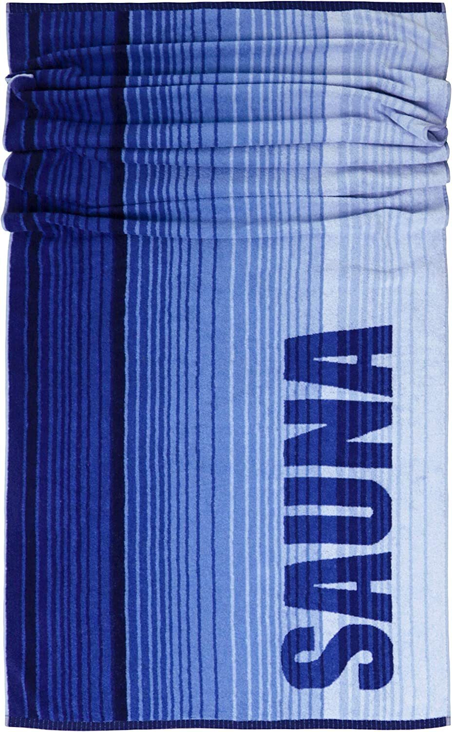 Lashuma Saunatuch Oslo, Walkfrottee (1-St), gestreift - Badetuch Modernes cm Dunkelblau Blau 85x200 Blau